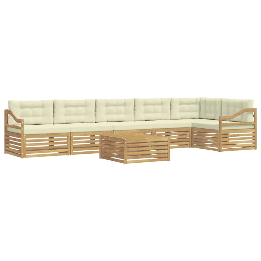 Set di divani da esterno 7 pz Bianco e Crema Poliestere 3390620