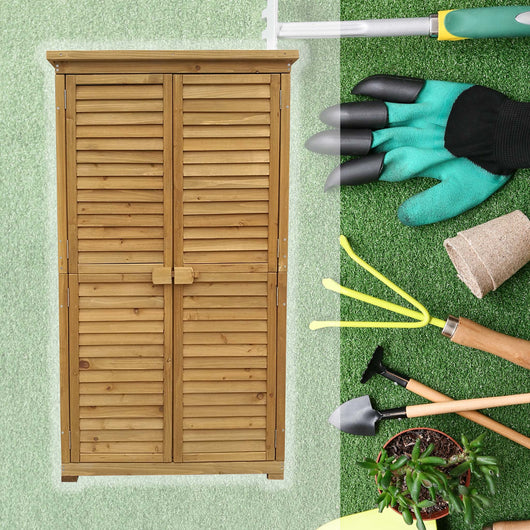 Armadio da giardino con ante battenti a persiana 870x465x1600 mm legno di abete con tetto in bitume