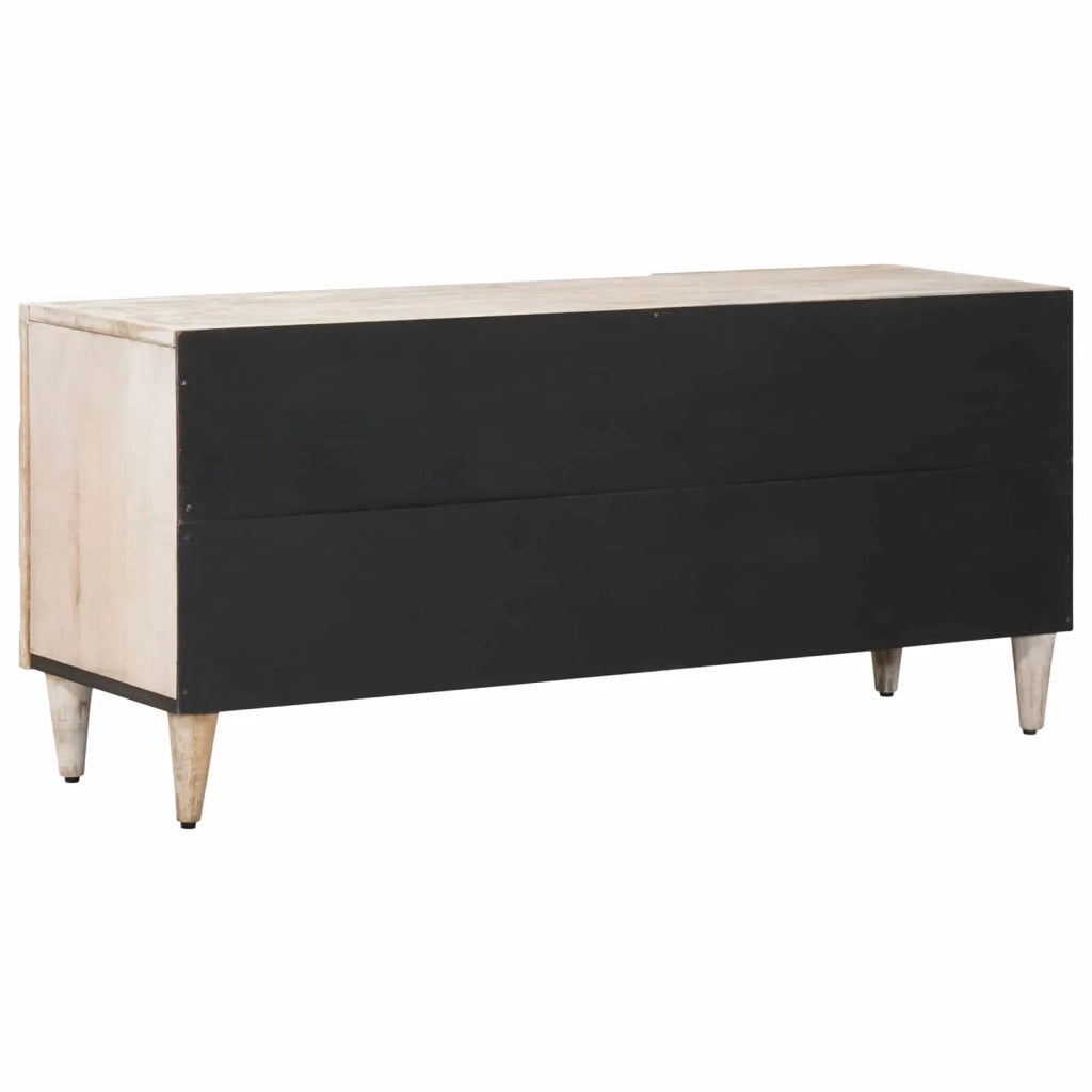 Mobile TV Bianco 105 x 33,5 x 46 cm Legno di mango massello 4018382