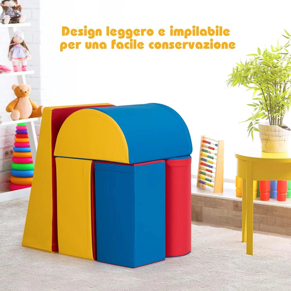 Set di 5 Blocchi con Diverse Forme e Colori, Giocattolo per Arrampicata e Strisciamento, Aiuta i Bambini a Crescere (Rosso)