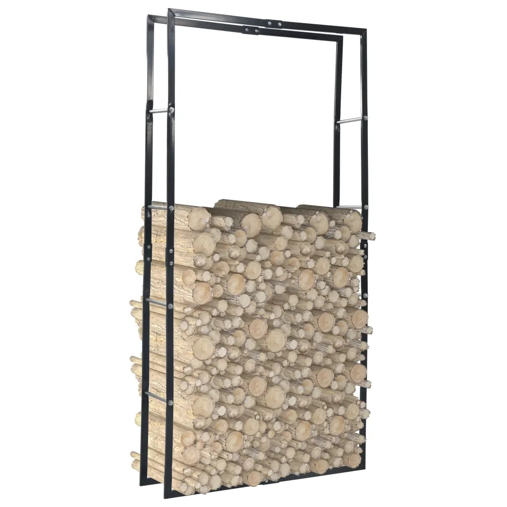 Rastrelliera per Legna da Ardere Nera 100x25x200 cm in Acciaio 286286