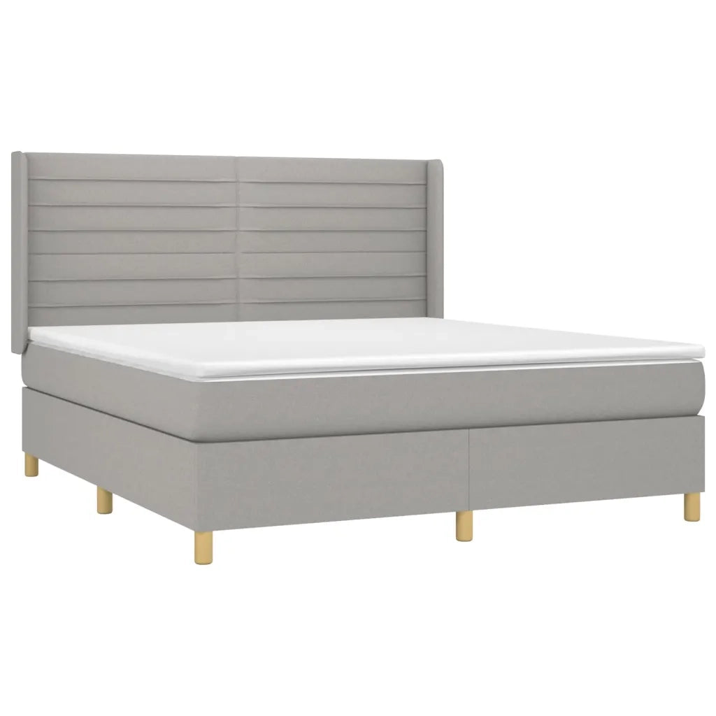 Letto a Molle Materasso e LED Grigio Chiaro 160x200 cm Tessuto 3138965