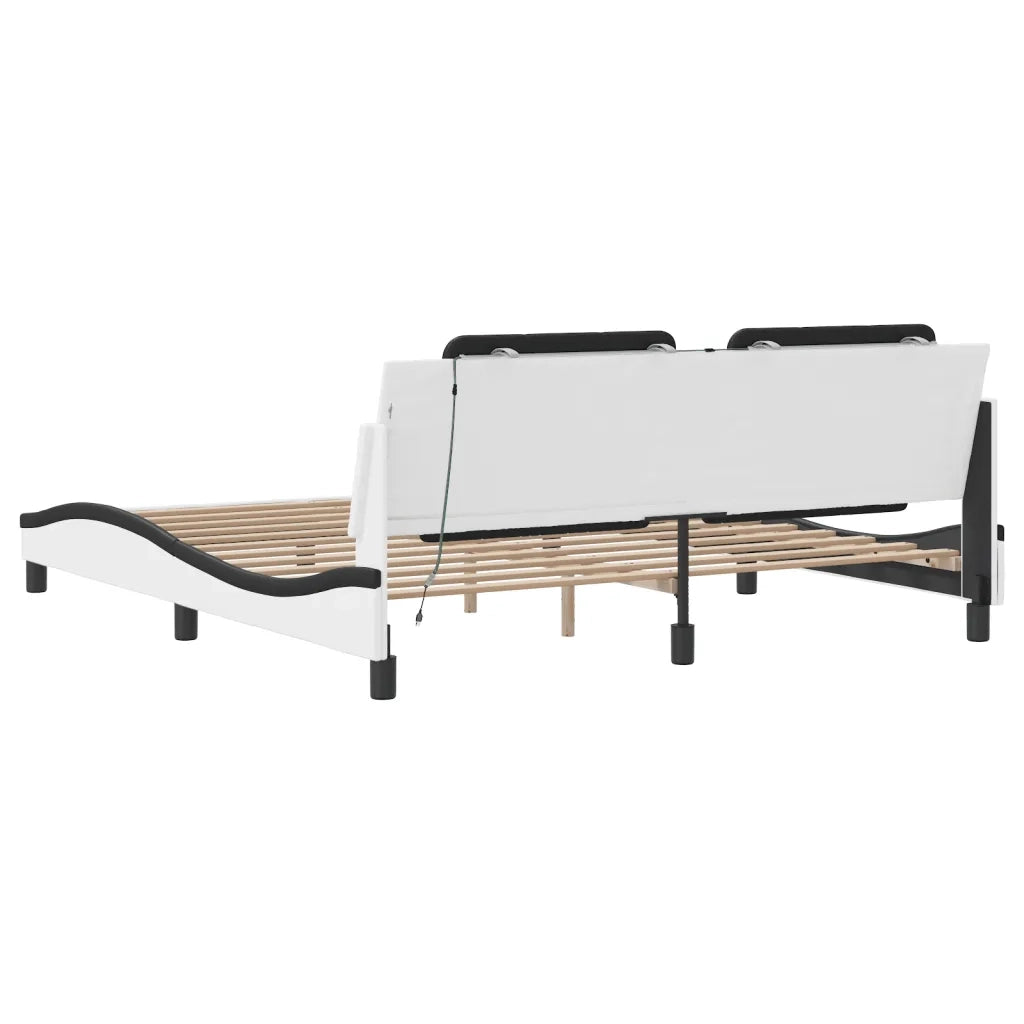 Giroletto con Luce LED Bianco e Nero 180x200 cm in Similpelle