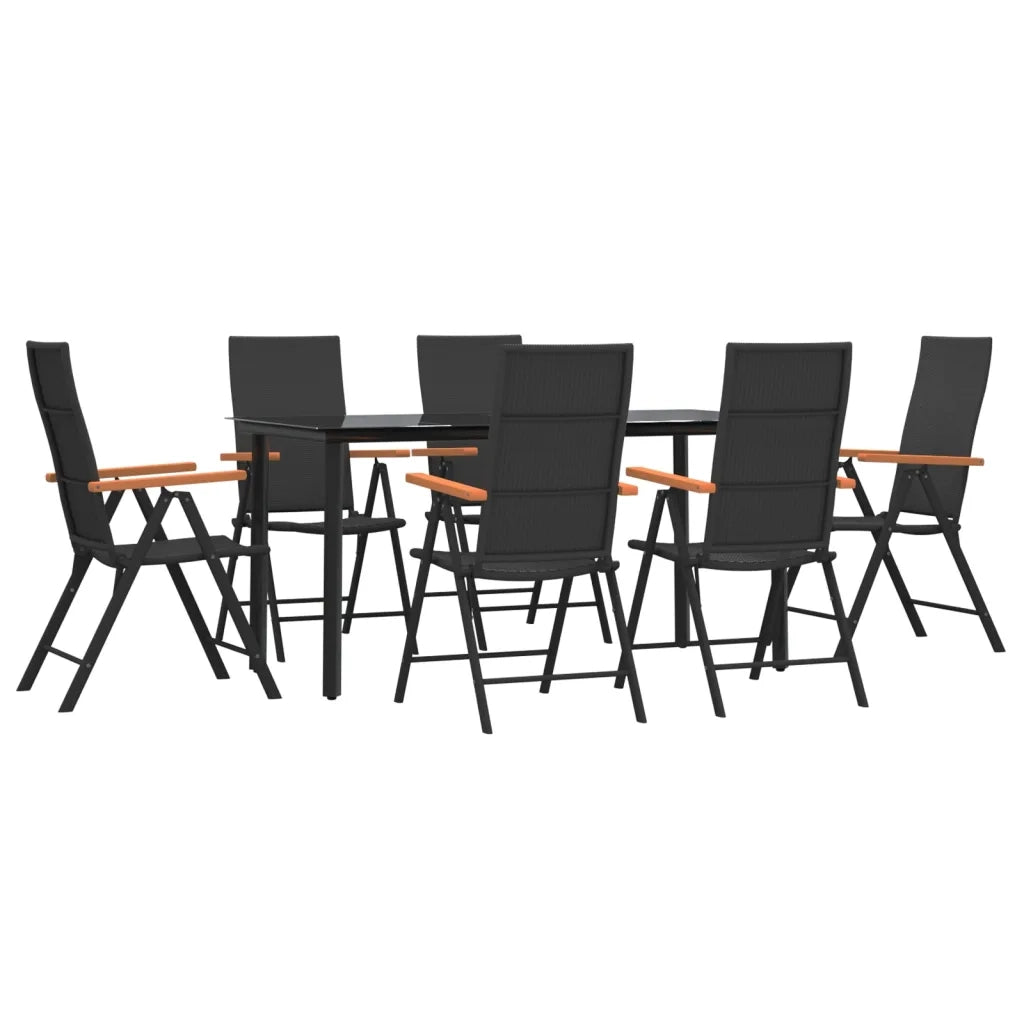 Set da Pranzo da Giardino 7 pz Nero e Marrone in Polyrattan 3156521