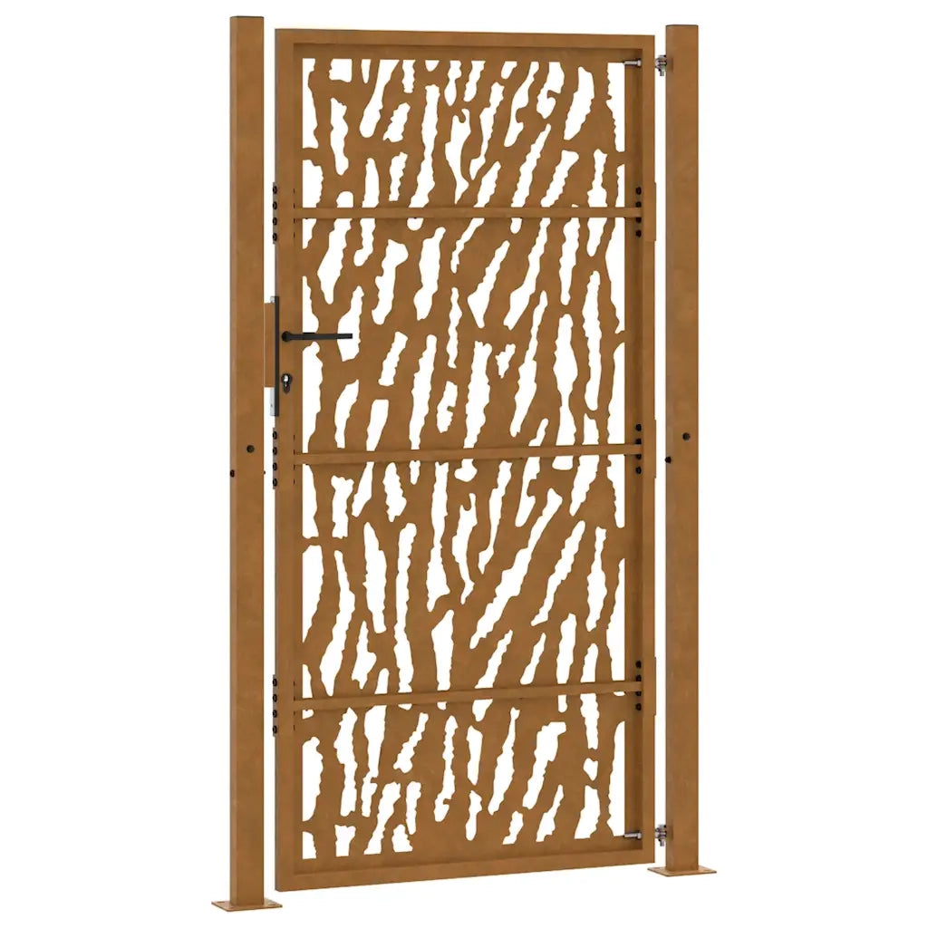 Cancello da giardino 100x200 cm in acciaio corten con design a traccia 4100988