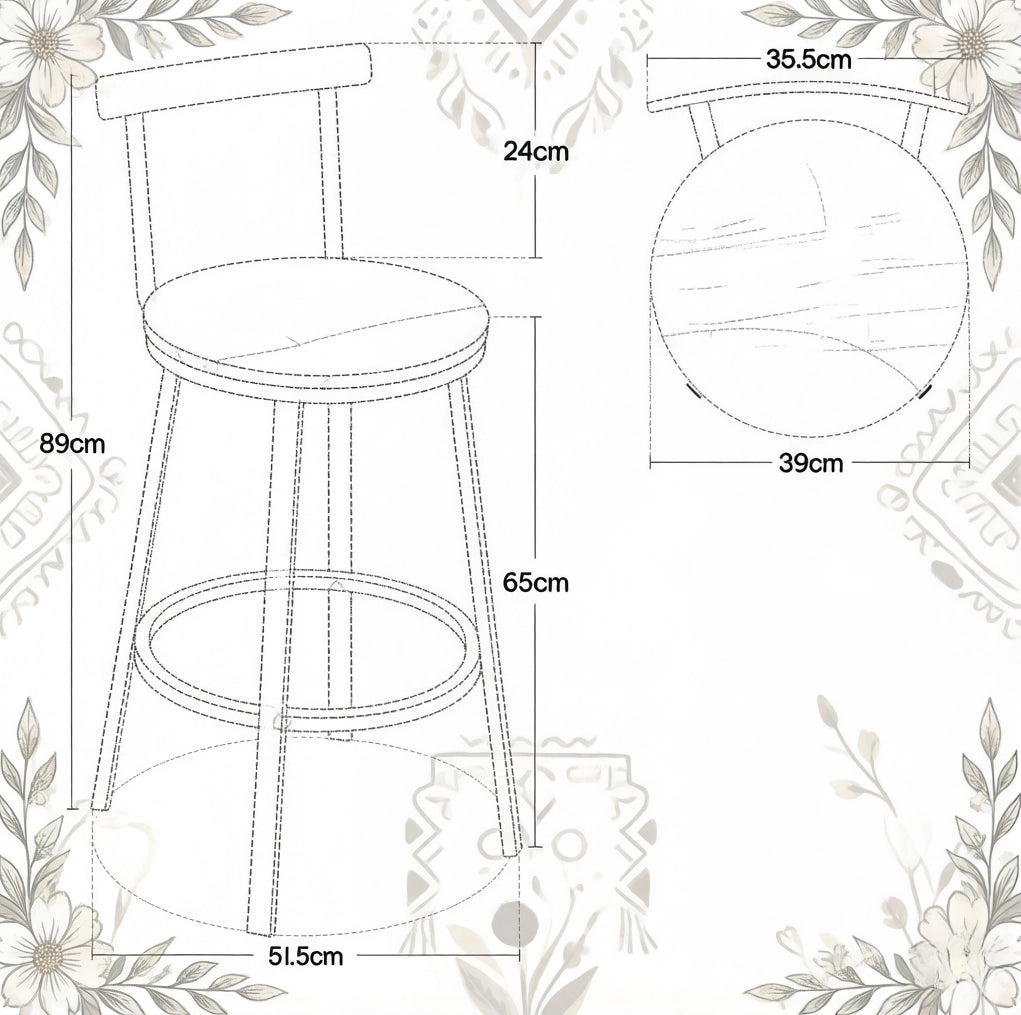 Set di 2 sgabelli da bar bianchi con schienale in MDF