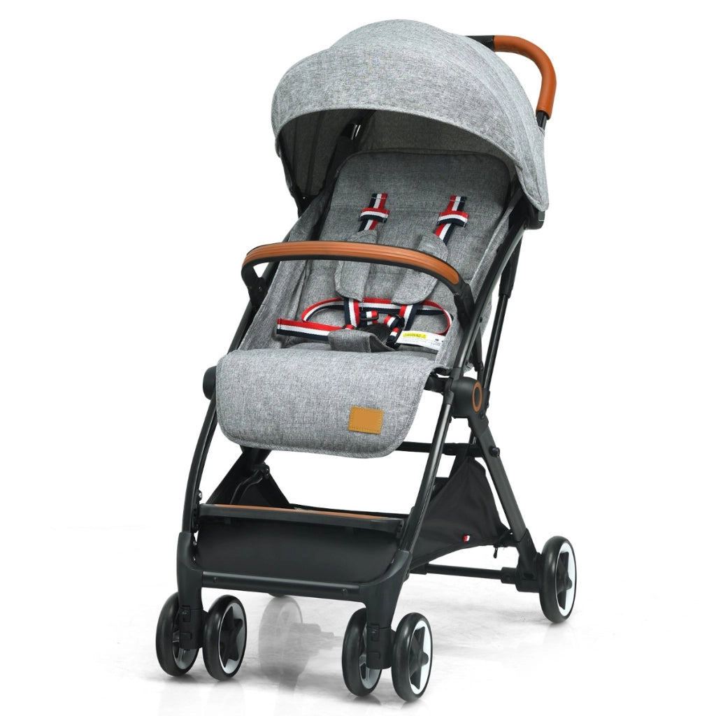 Passeggino pieghevole con telaio in alluminio schienale regolabili, Passeggino per bambini 0-3 anni Grigio-Passeggini per bimbi