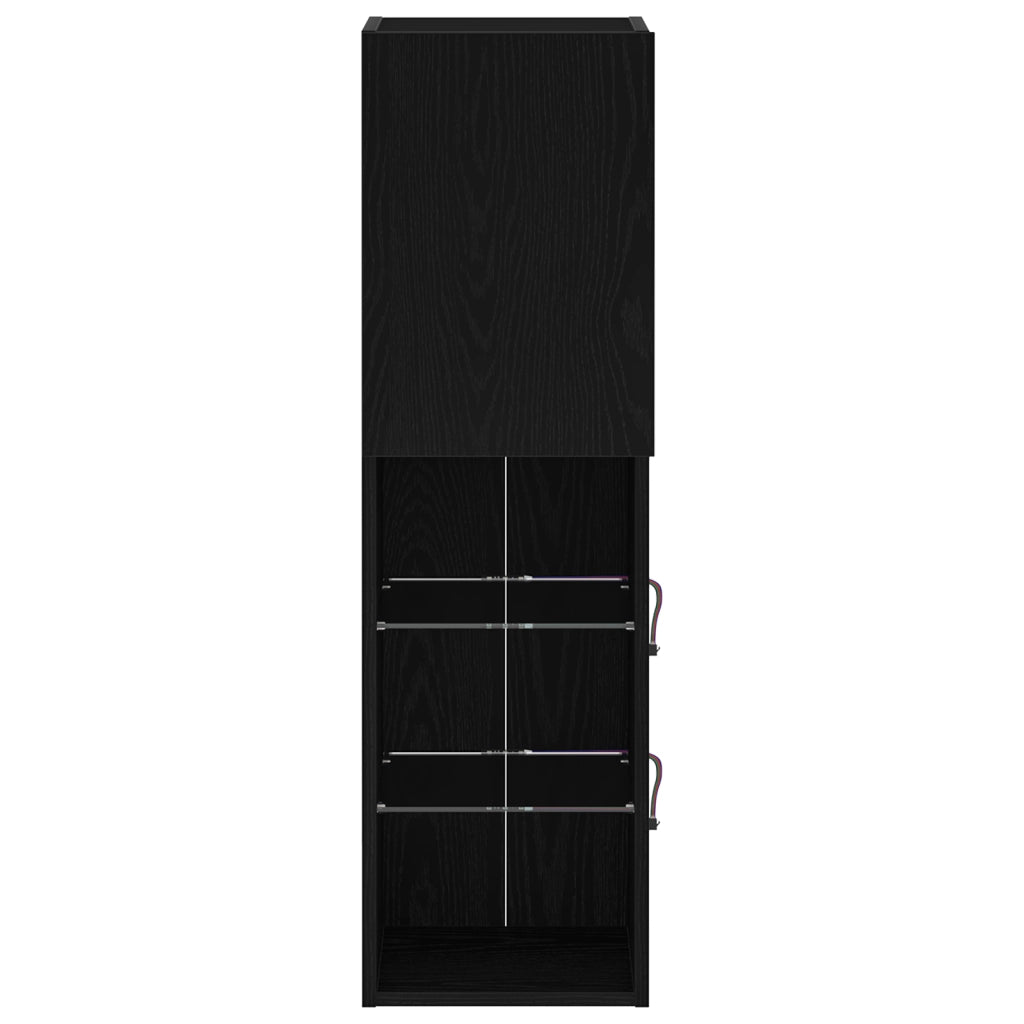 Mobile TV LED Nero Rovere 30,5x30x102 cm Legno ingegnerizzato
