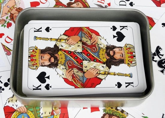 Cassetta di conservazione di alta qualità - adatta per carte da gioco - 1 pezzo - argento - con coperchio - 100 x 72 x 24 mm