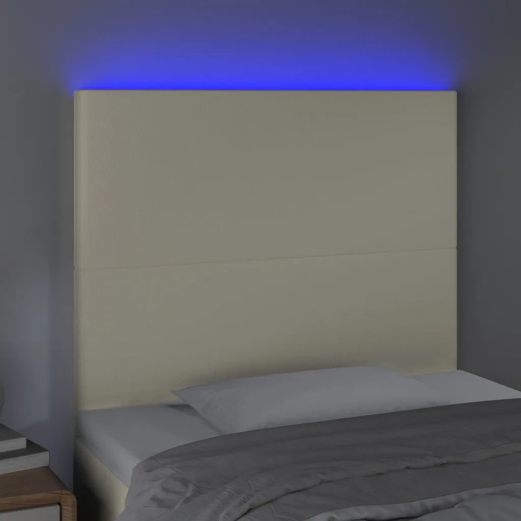 Testiera a LED Crema 100x5x118/128 cm in Similpelle cod mxl 51707