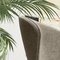 Set di 2 Sedie da Sala da Pranzo Seduta Imbottita in Tessuto Effetto Lino Piedi in Acciaio Stabile Design Moderno Marrone Chiaro