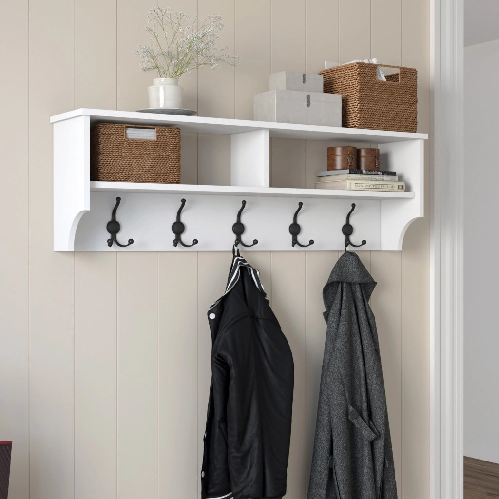 Appendiabiti in legno "Pino" - 120 x 22 x 37 cm - Bianco