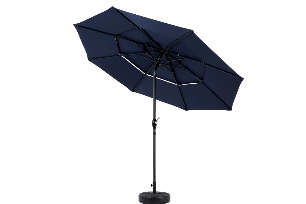 Ombrellone in alluminio a 3 livelli con inclinazione automatica, diametro 3 metri (blu navy) (senza base)