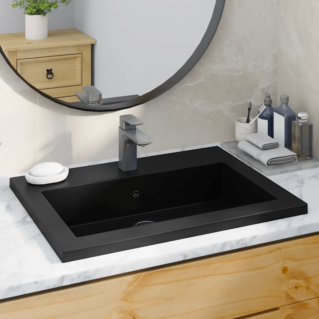 Lavandino in Granito 600x450x120 mm Nero CFW8701484