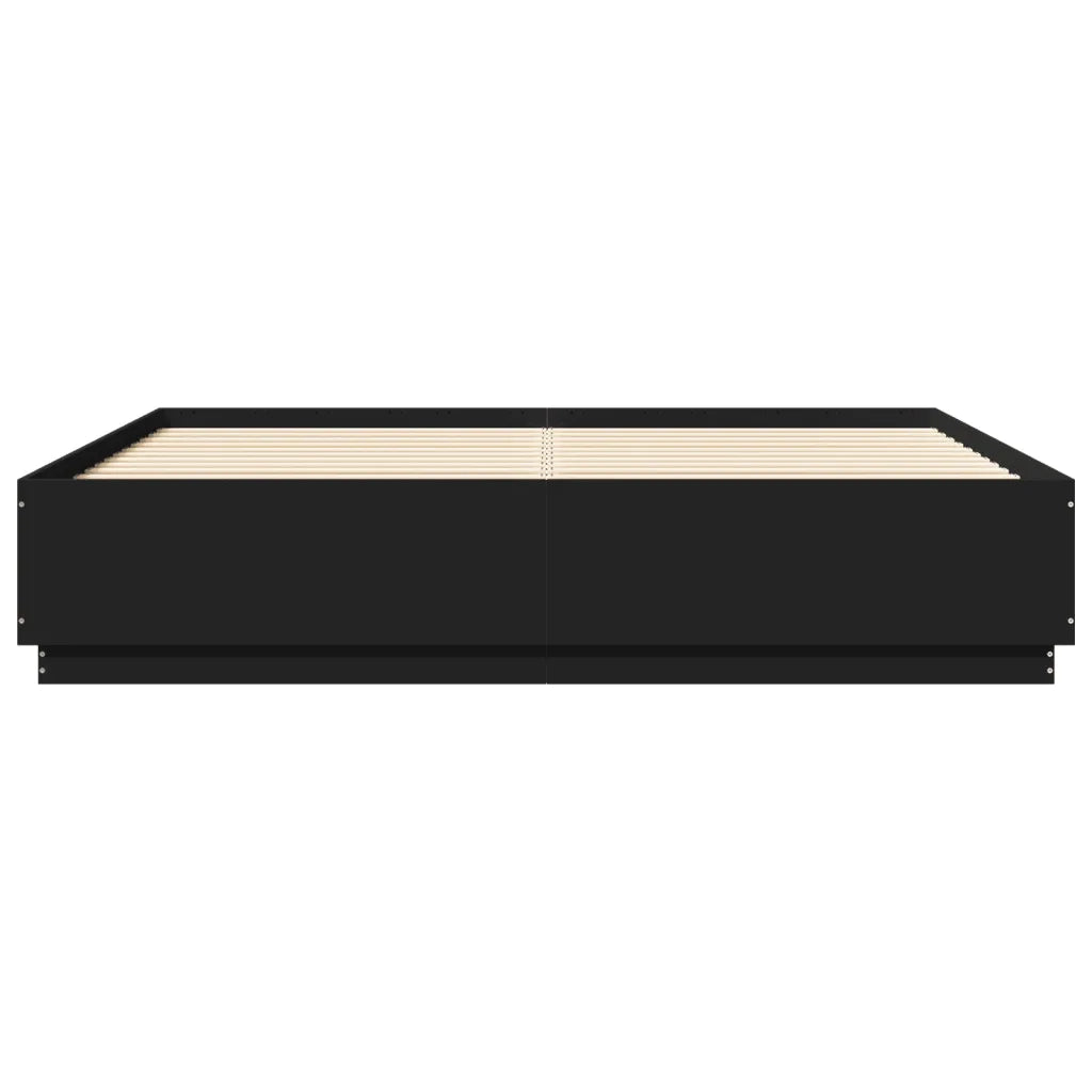 Giroletto con Luci LED Nero 200x200 cm in Legno Multistrato