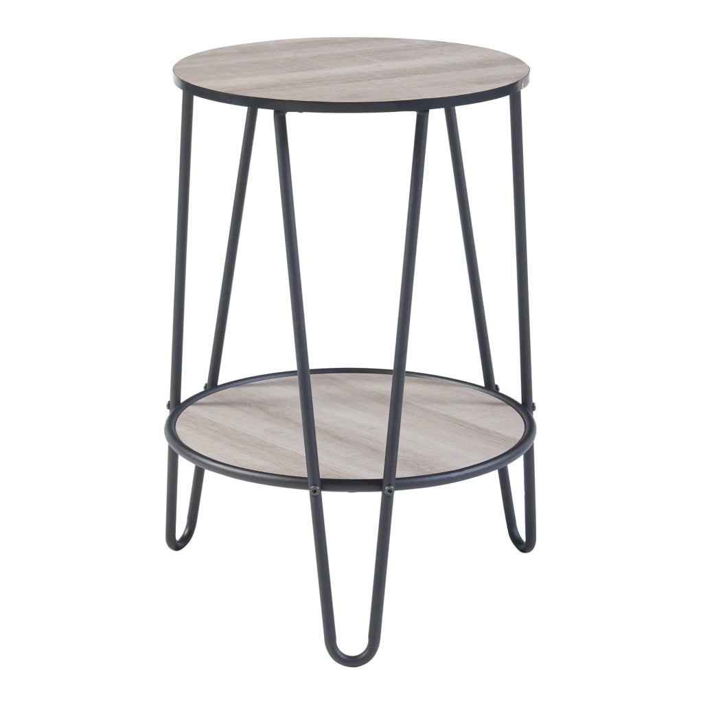 Tavolino con ripiano in metallo MDF 61 x 44 x 44 cm effetto rovere nero 03_0010980