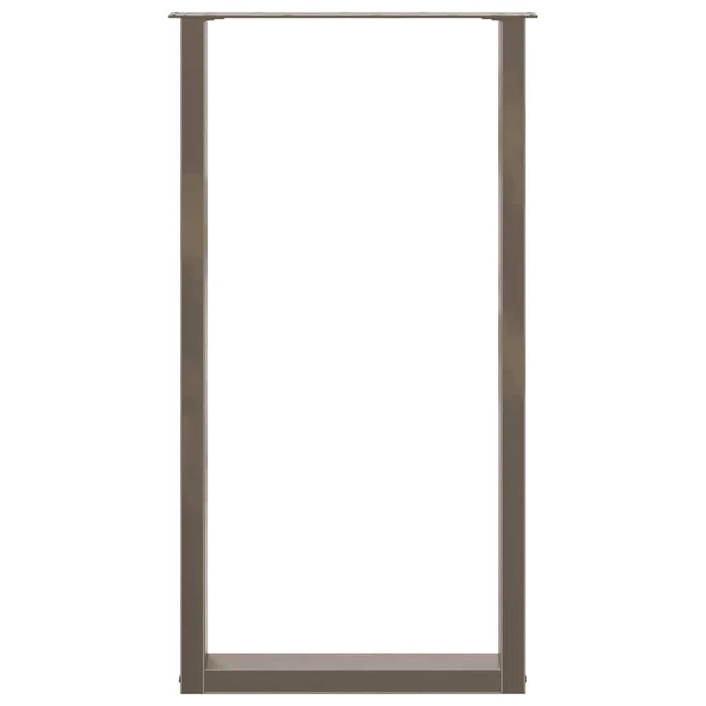 Set di 2 gambe per tavolo da bar a forma di U 60 x 110 cm robuste e moderne con piedini livellatori finitura acciaio naturale 02_0057491