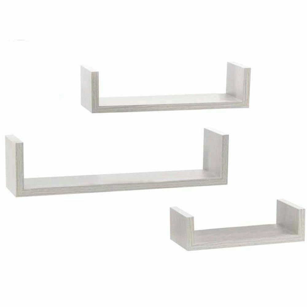 Trade Shop - Set 3 Mensole Da Parete Moderne Design Con Bordi Mensola Scaffale Legno Bianco -