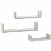 Trade Shop - Set 3 Mensole Da Parete Moderne Design Con Bordi Mensola Scaffale Legno Bianco -