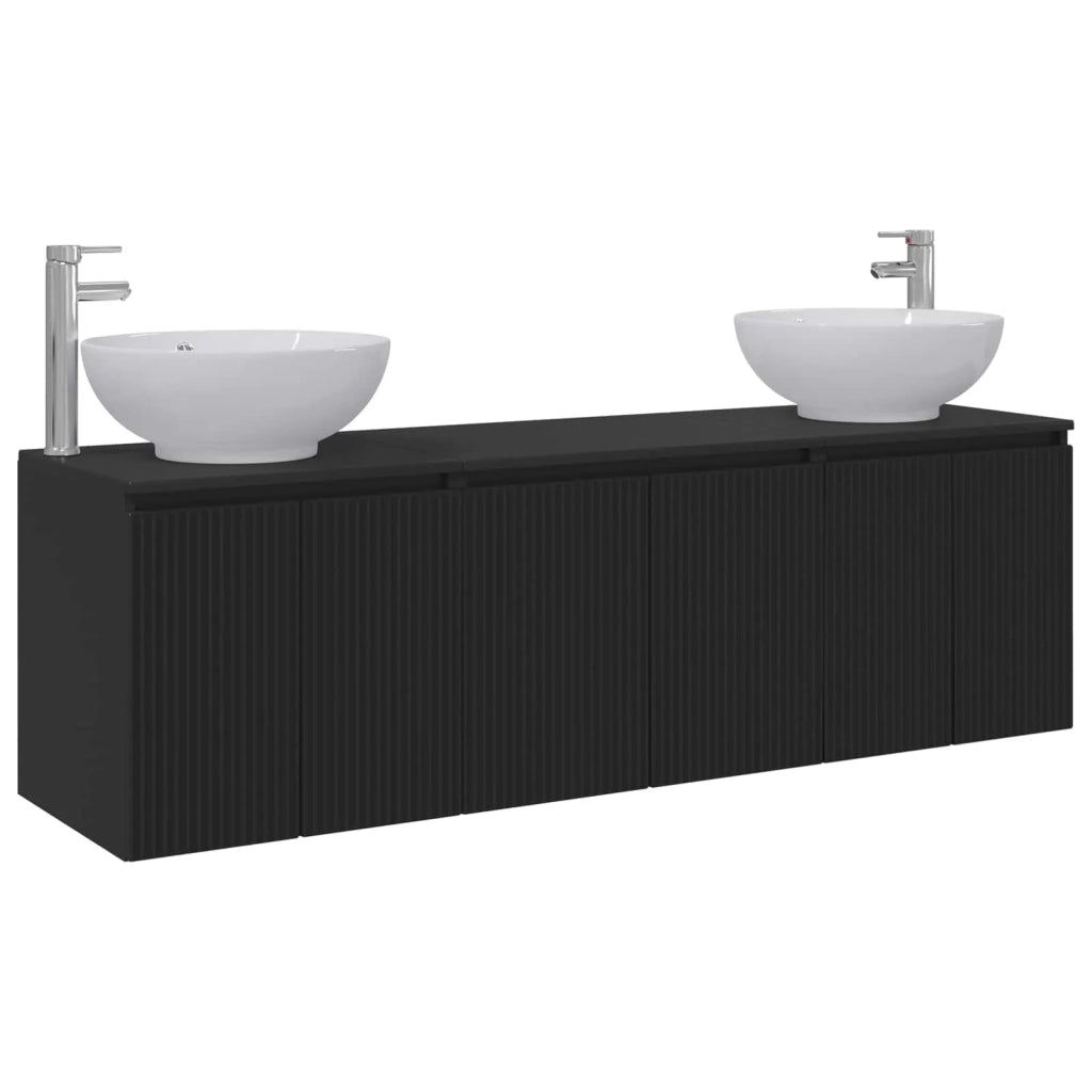 Set di Armadi da Bagno 3 pz Nero 49,5 x 44,5 x 65 cm