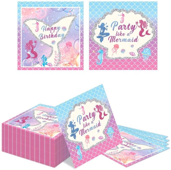 Serviette per tavola 40 pezzi - Tema marina - Decorazione per festa - Dimensioni 33x33 cm