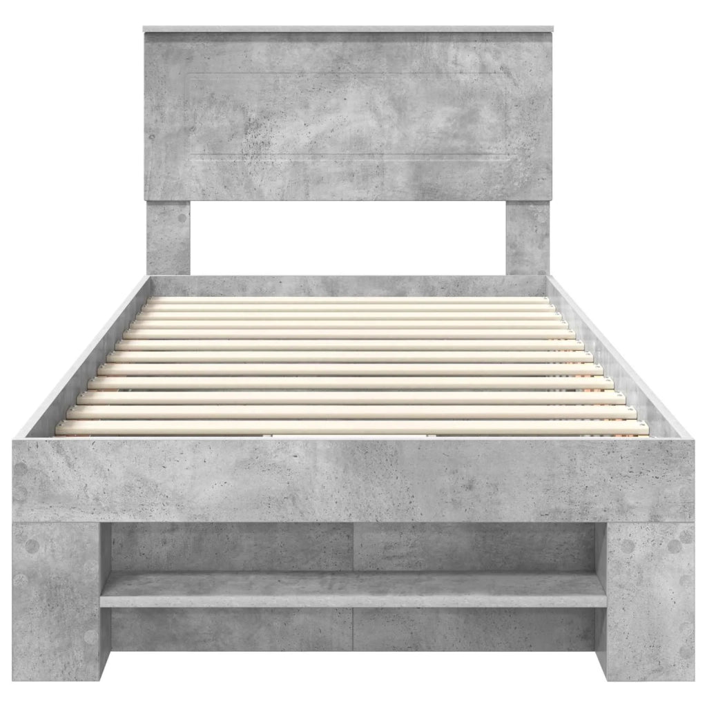 Struttura del letto con testiera Grigio cemento 90 x 200 cm