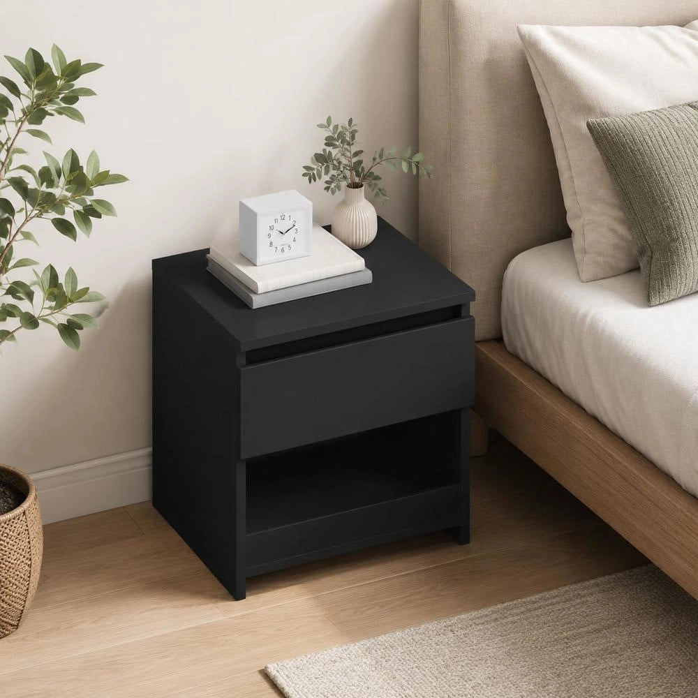 Bedside Tables 2 Pcs. Black 40x30x39 Cm Wood Material