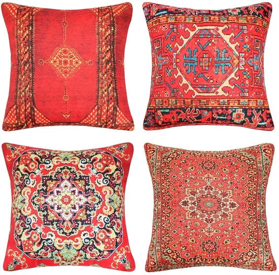 Set di cuscini decorativi - 4 pezzi - Lino di cotone - 45x45 cm
