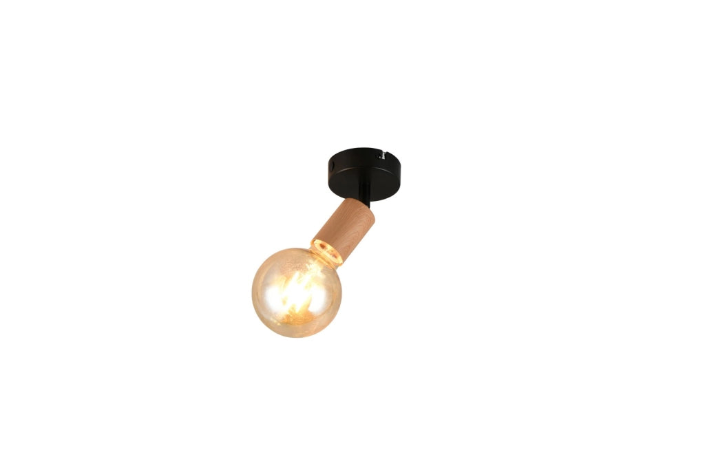 Faretto da soffitto rustico LAMEGO RL nero legno 1xE27