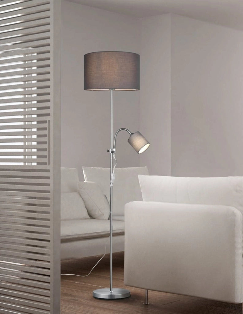 Lampada da terra OWEN argento 2 luci E14/E27 RL 160cm