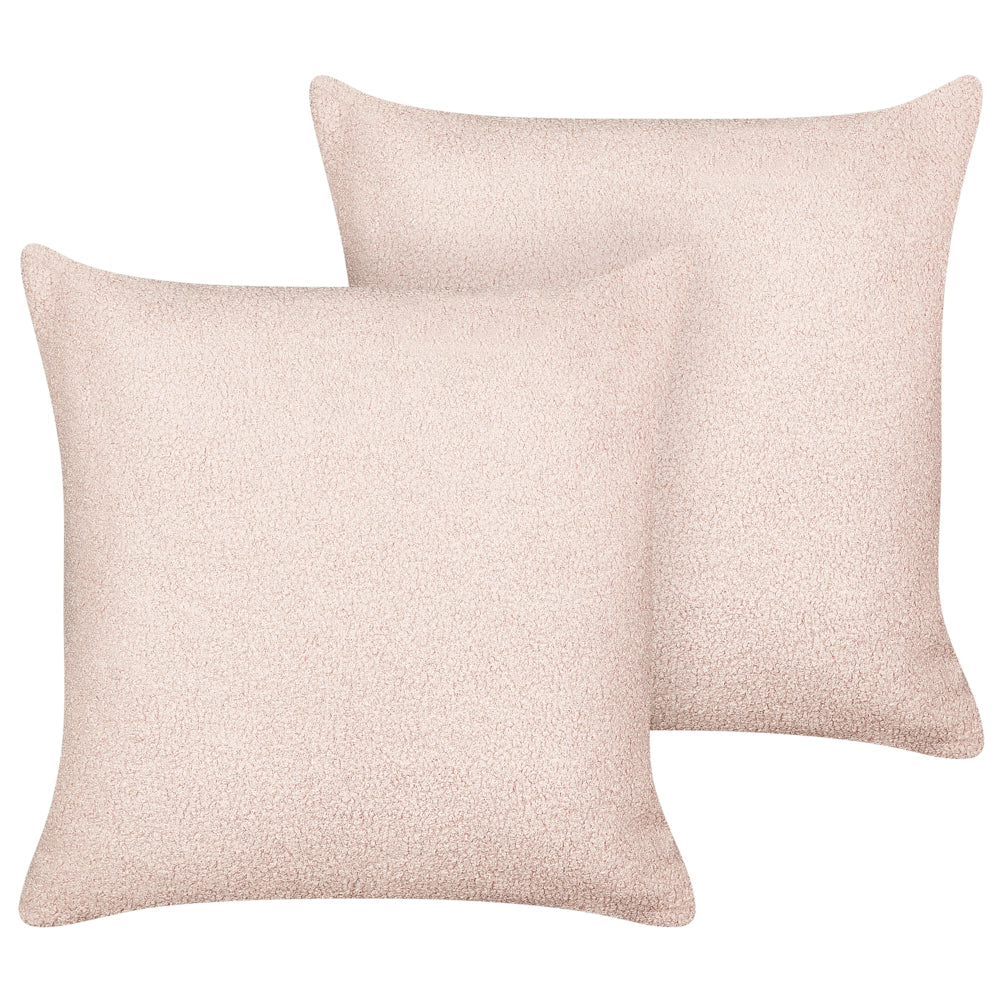 Set di 2 cuscini decorativi Rosa Boucle 45 x 45 cm fodera rimovibile con cerniera Accessori decorativi Boho