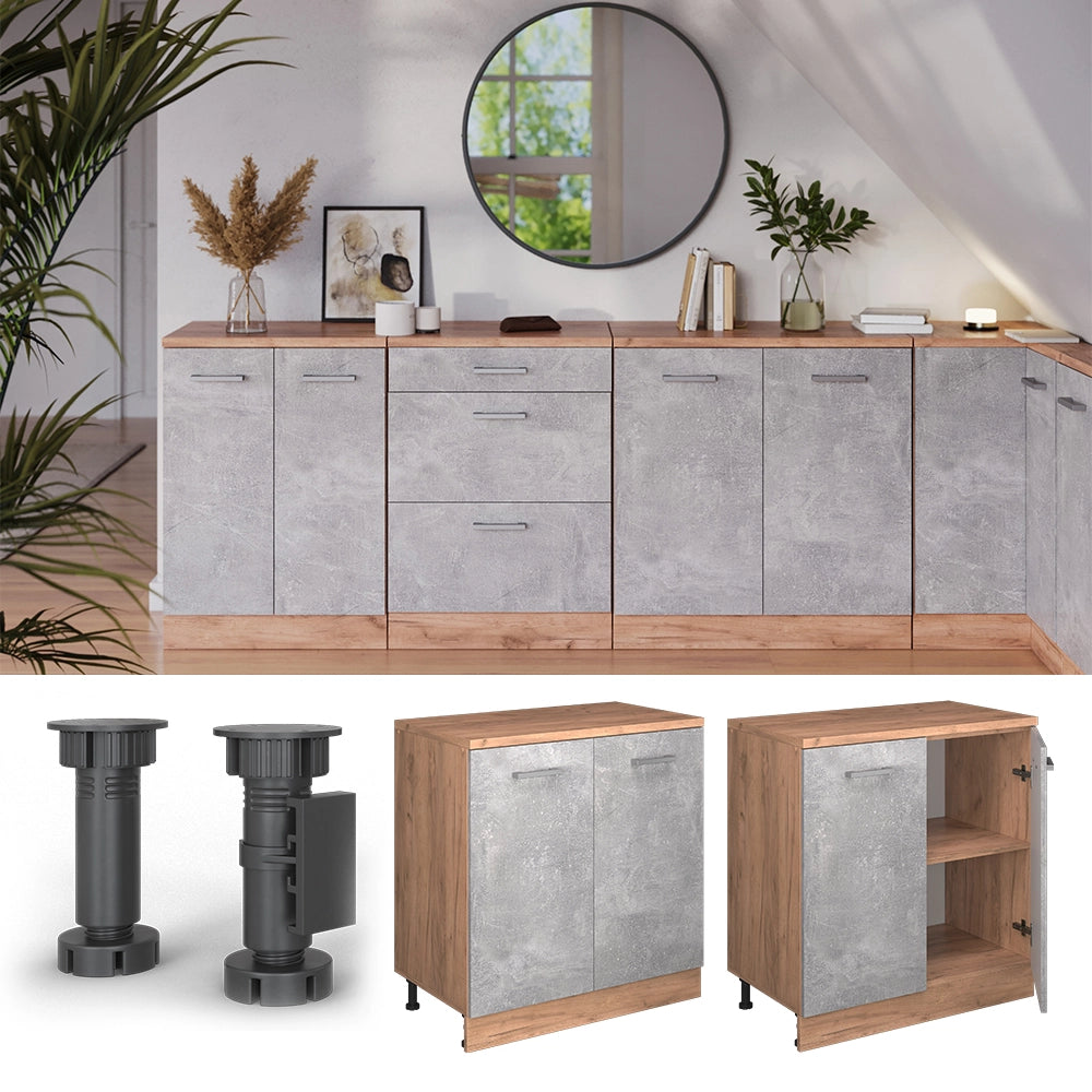 Mobile per mansarda Rion Calcestruzzo/Rovere dorato 80 x 83.8 cm senza inclinazione con 2 ante Vicco