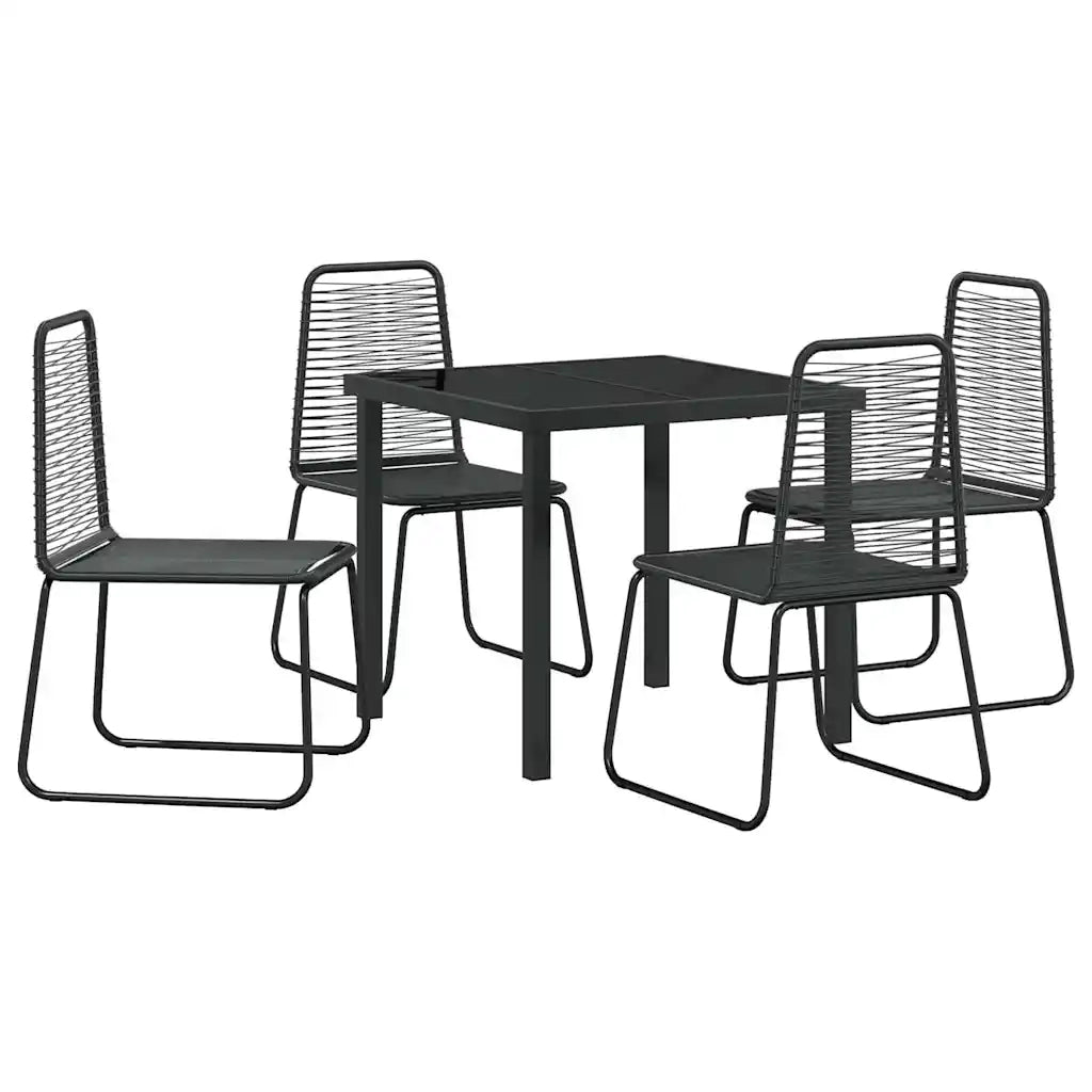 Set da Pranzo per Giardino 5 pcs Nero