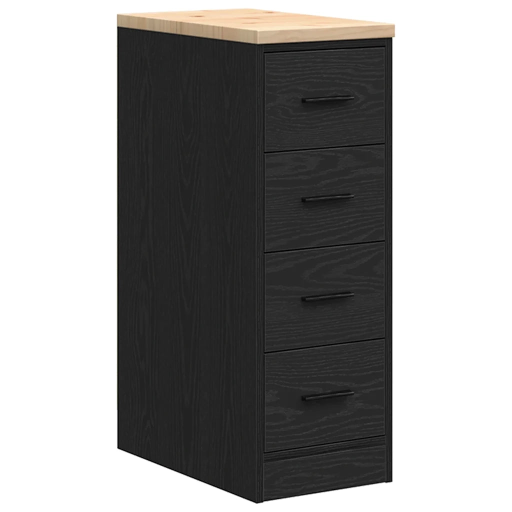 Armadietto da Garage Nero 30x51x85 cm in Legno Massello di Pino