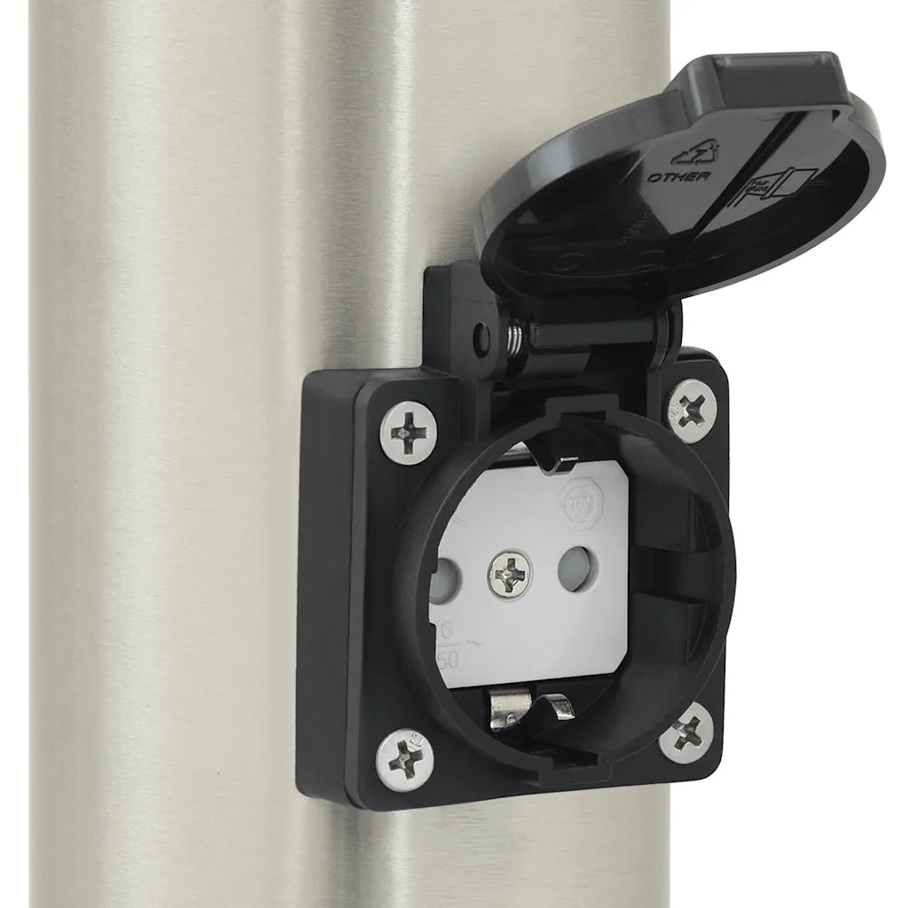 Lampada a paletto con presa elettrica 110 cm Acciaio Inox IP44 4006015