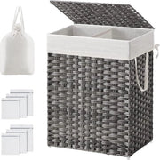 Wastino 90 litri - 2 cassetti - cassetti rimovibili - tessuto rotano sintetico a mano - per camera da letto, bagno e lavanderia - grigio