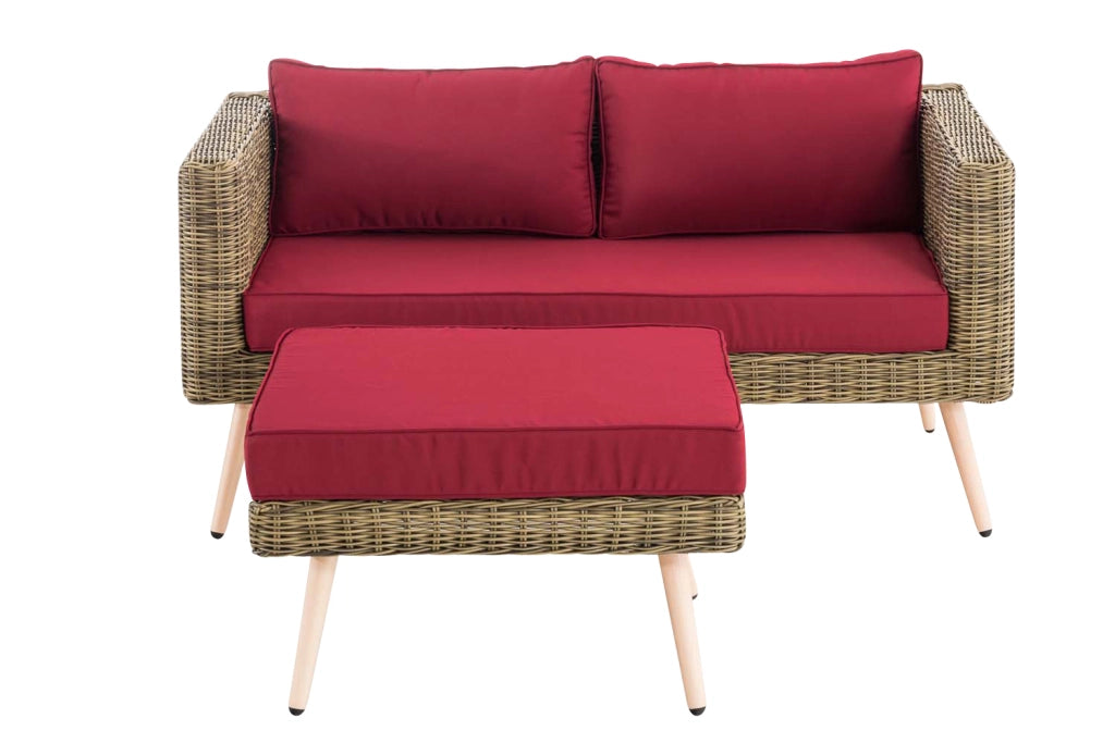 2er Sofa Molde mit FuЯhocker Rundrattan natura 40 cm (Hellbraun) 5