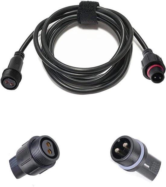 Cavo elettrico 1 metro, connettore 2-pins, 16 AWG, maschio-femmina, per alimentazione LED.