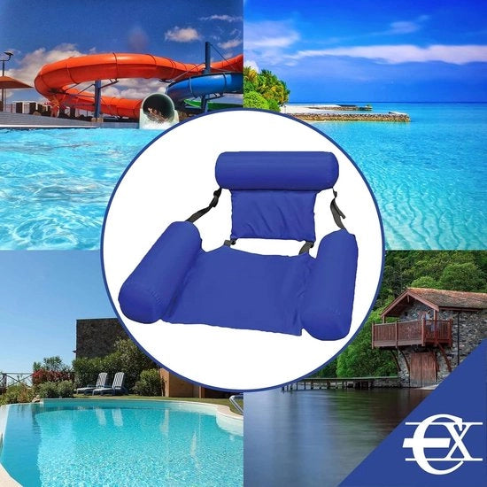 Mattressondegliacqua con Supporto alla Schiena e Sedia pieghevole per Piscina - Blu