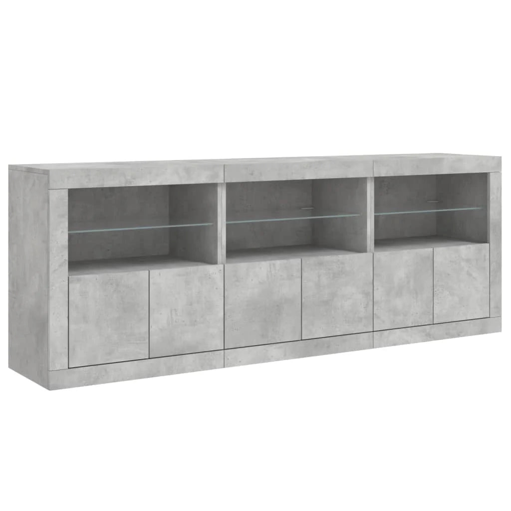 Buffet credenza cassettiera armadio mobile contenitore organizer per cucina soggiorno salotto con luci LED 181,5 x 37 x 67 cm grigio 02_0029988