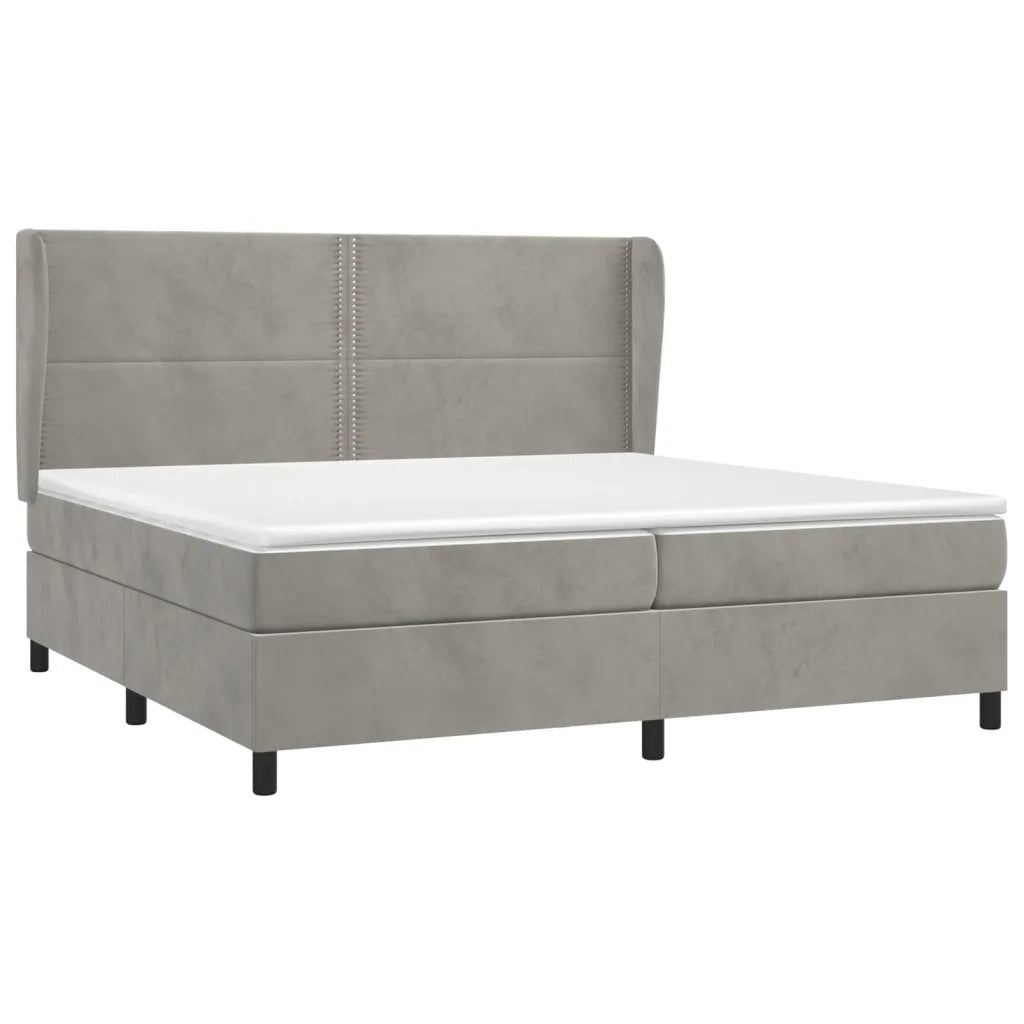 Giroletto a Molle con Materasso Grigio Chiaro 200x200cm Velluto 3129171