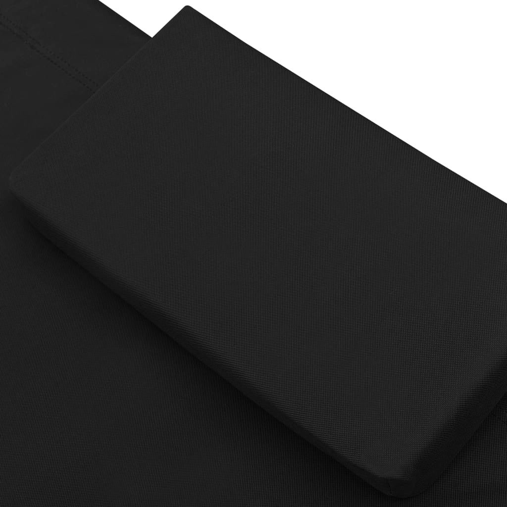 Lettino prendisole da esterno 200 cm con baldacchino e cuscino nero 02_0012008