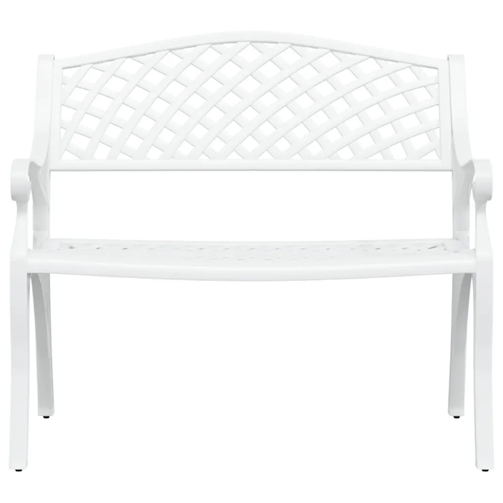 Panchina da Giardino 102 cm in Alluminio Pressofuso Bianco