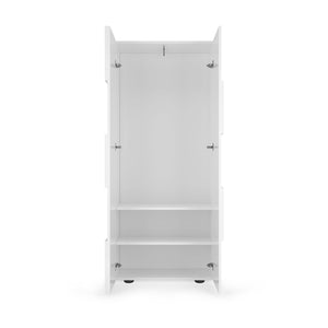 Armadio Guardaroba con Appendiabiti e Ripiani 78x31x186,5 cm Modello Dama Bianco Lucido