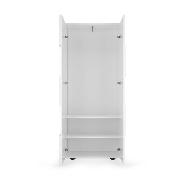 Armadio Guardaroba con Appendiabiti e Ripiani 78x31x186,5 cm Modello Dama Bianco Lucido