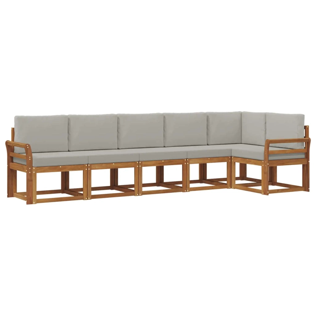 Set di divani da esterno 6 pcs Grigio Naturale e Chiaro