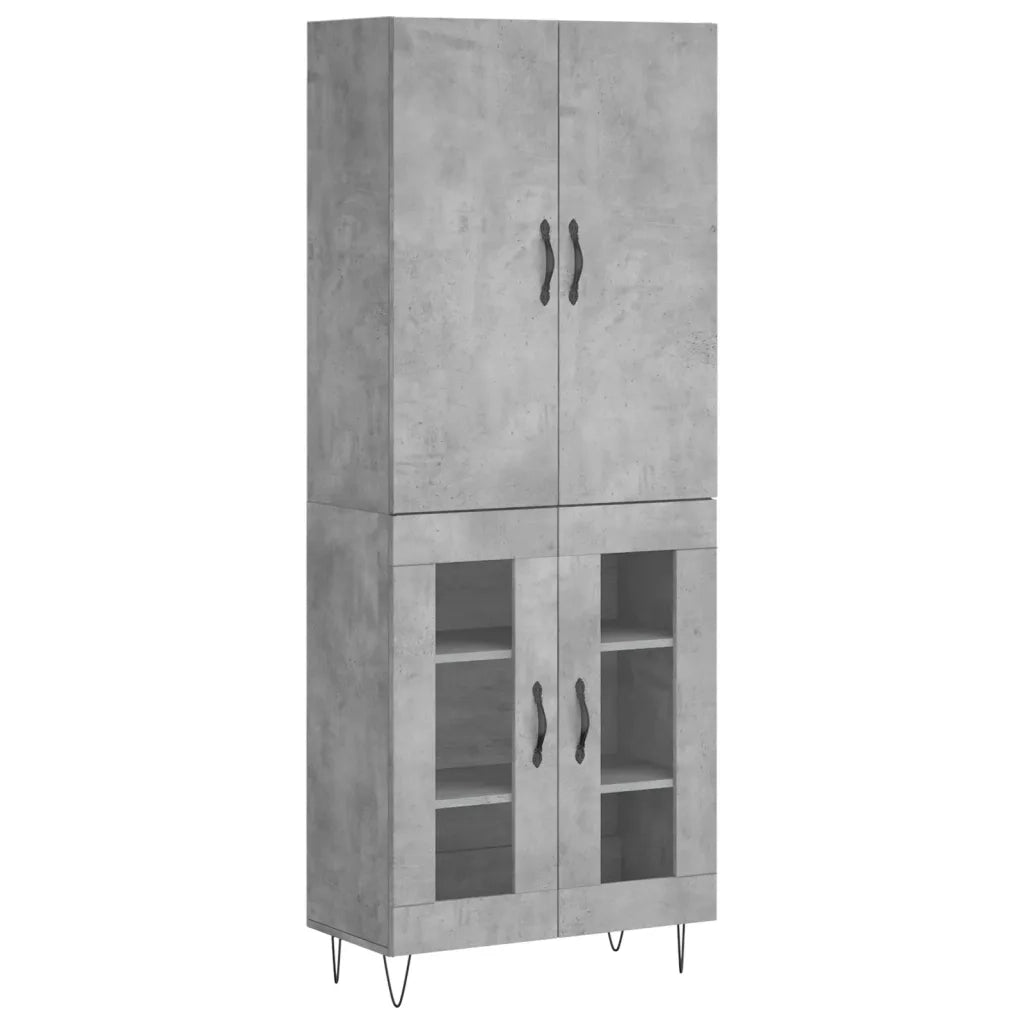Credenza-Buffet-Armadio da cucina Grigio Cemento 69,5x34x180 cm in Legno Multistrato 999730