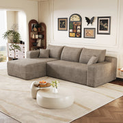 Divano angolare in tessuto con schiuma elastica e design ondulato senza montaggio camel 241 × 151 × 58 cm