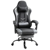Sedia Gaming Ergonomica Ufficio Sedia da Scrivania, Sedia Girevole Regolabile in Altezza, Cuscino Lombare Regolabile con Poggiapiedi, 62x52x128 cm, Nero