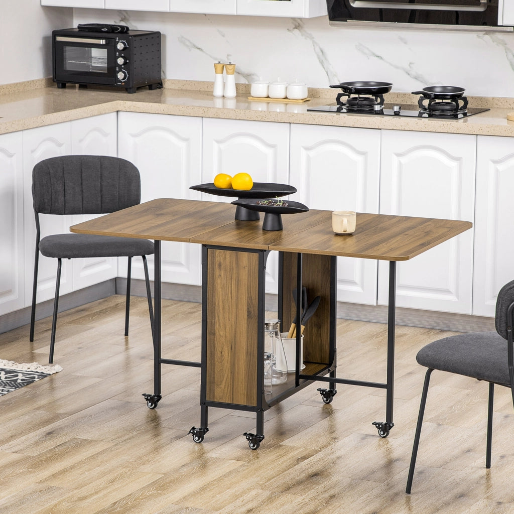 Tavolo da pranzo - pieghevole mobile per 6 persone - con ripiano - 130x80x74 cm - marrone chiaro - fino a 50 kg